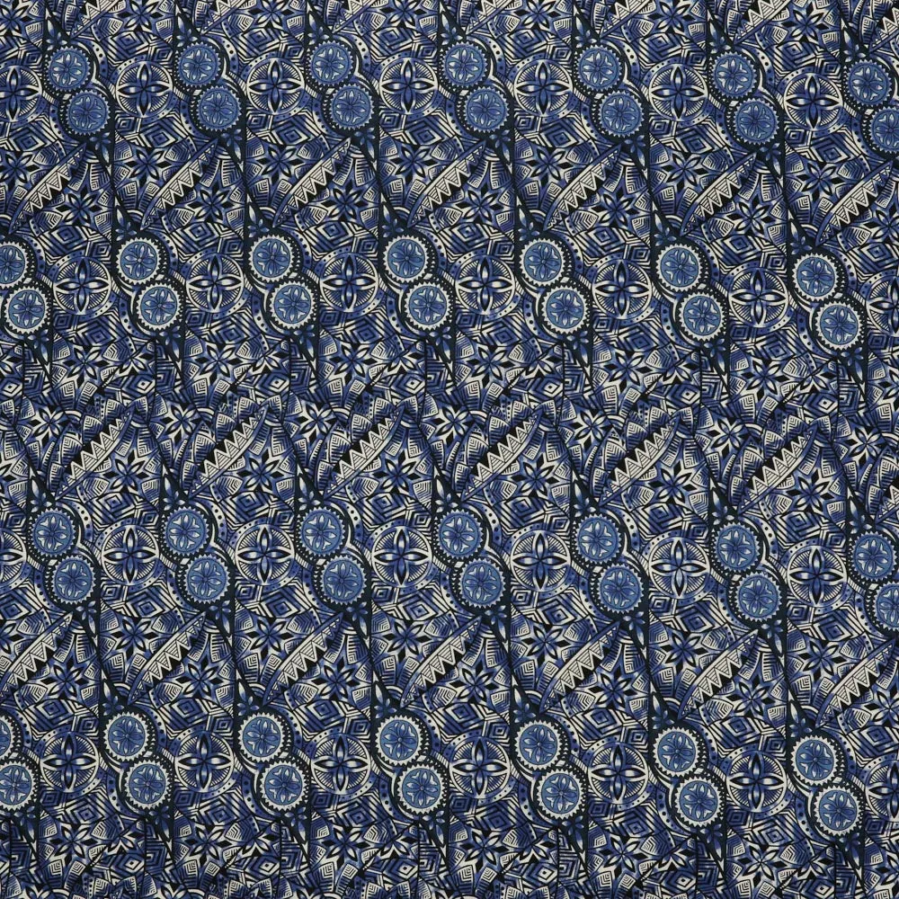 Traditional Polynesian Fijian Print Fabric | Cotton Light Barkcloth