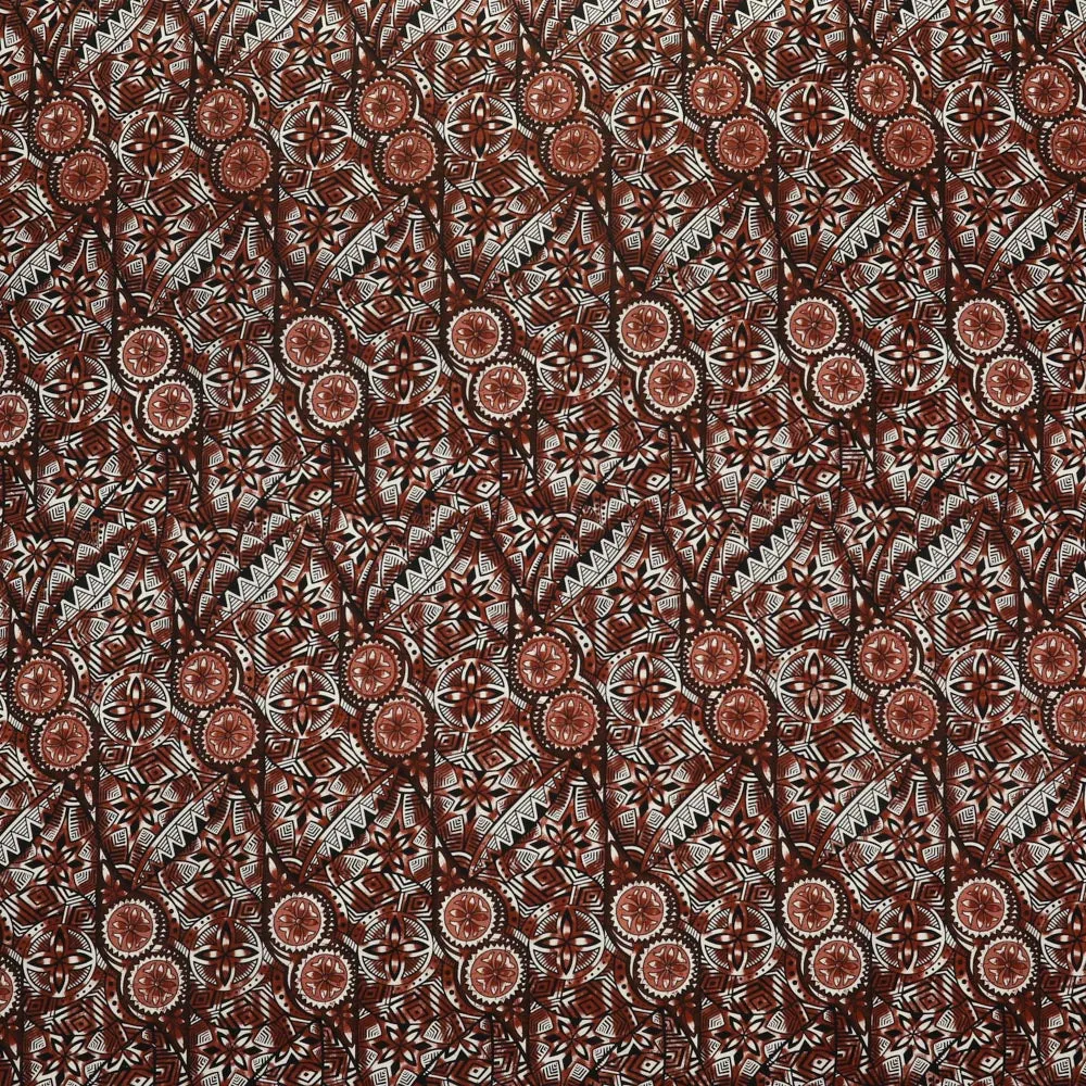 Traditional Polynesian Fijian Print Fabric | Cotton Light Barkcloth