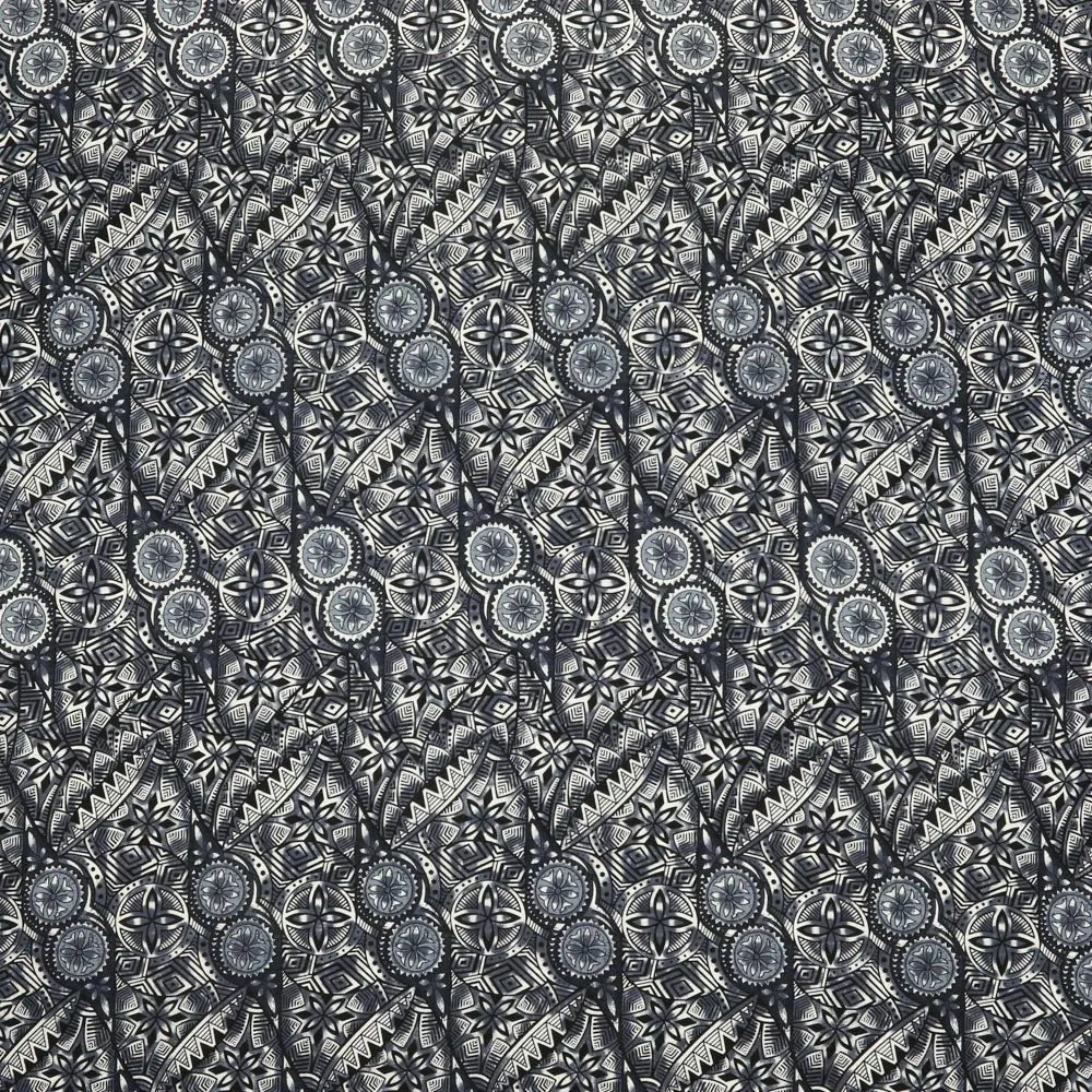 Traditional Polynesian Fijian Print Fabric | Cotton Light Barkcloth