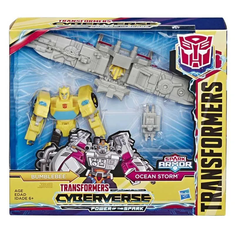 Transformers Toys Cyberverse Spark Armor Bumblebee Action Figure - Combines with Ocean Storm Spark Armor vehicle to Power Up