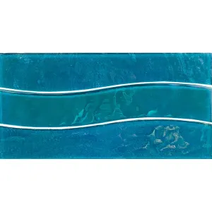 Turquoise Pool Waveglass, 6" x 12" - Glass Tile