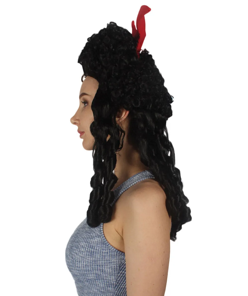 Women's Colonial Historical Wig Black | Premium Breathable Capless Cap