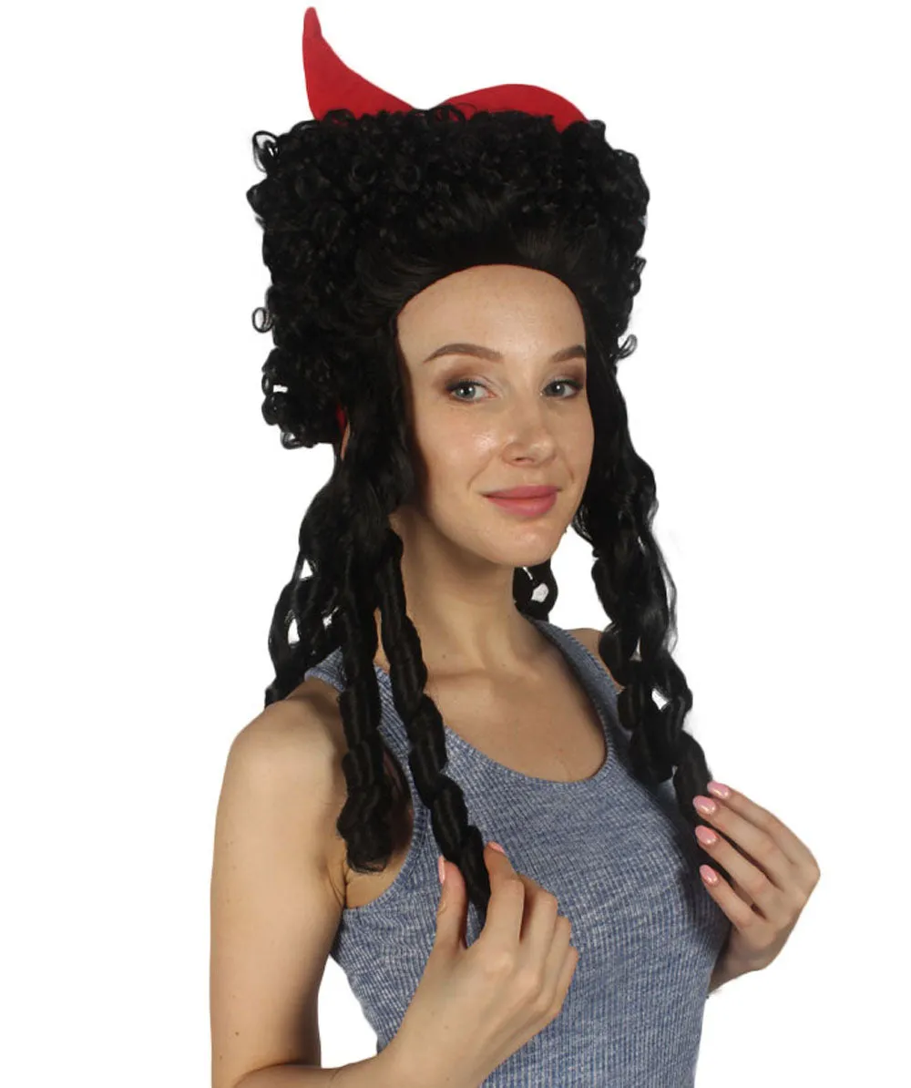 Women's Colonial Historical Wig Black | Premium Breathable Capless Cap