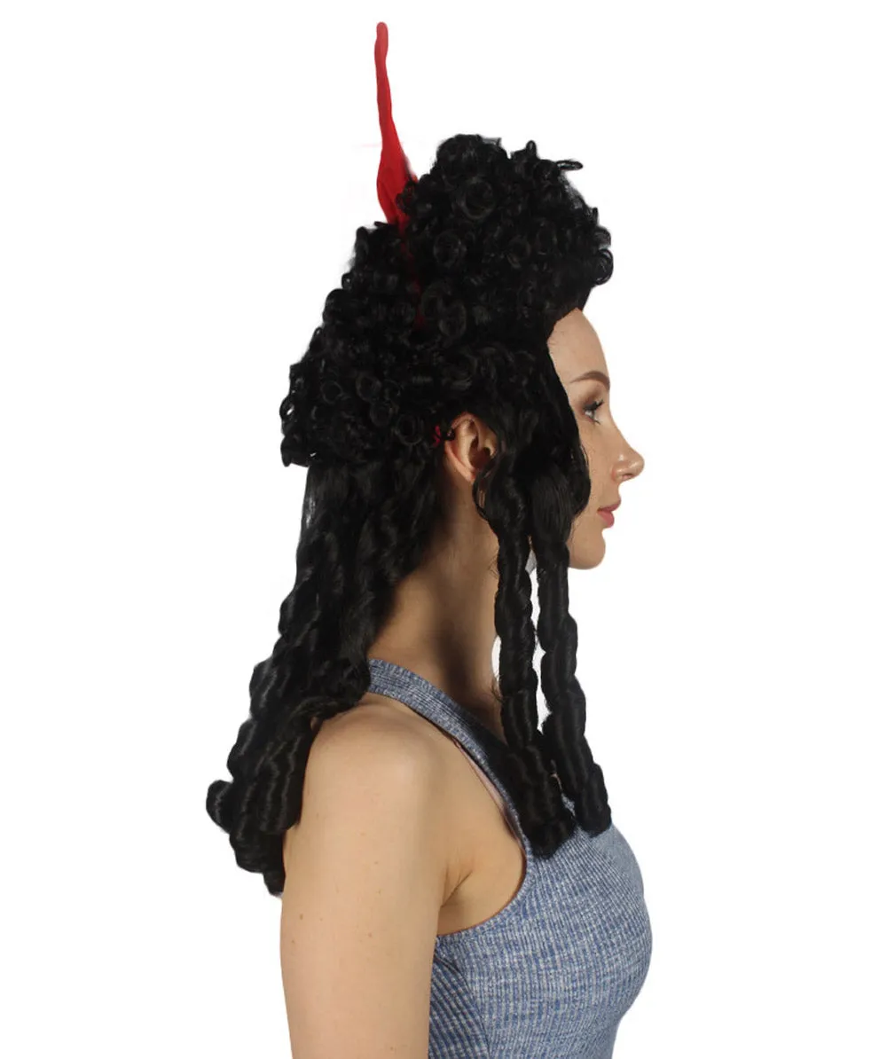 Women's Colonial Historical Wig Black | Premium Breathable Capless Cap