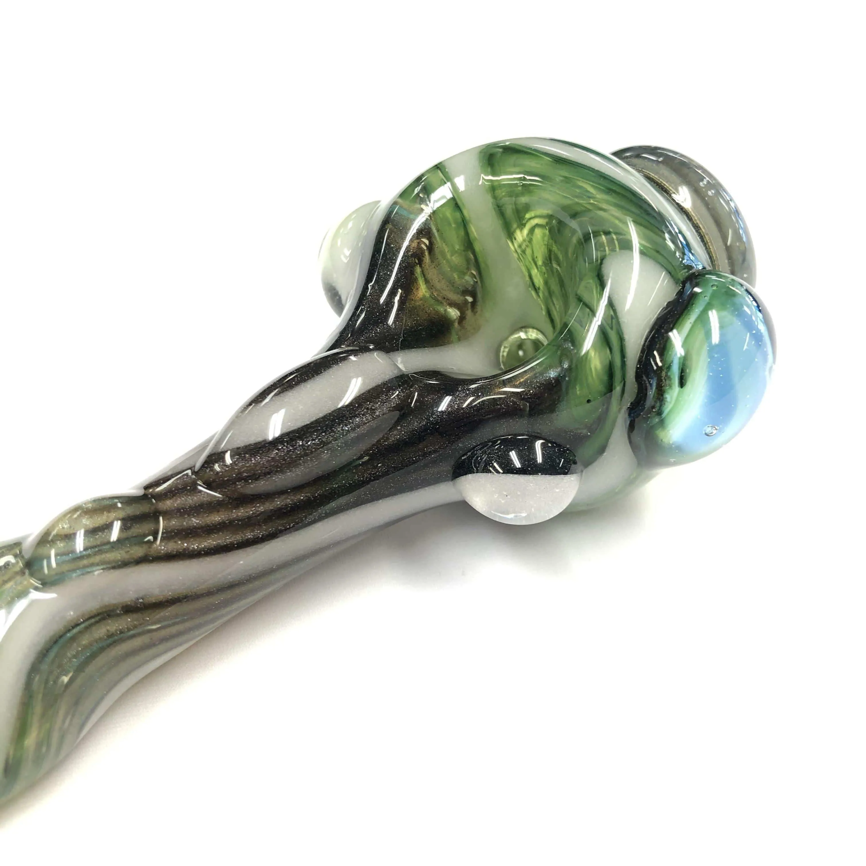 Worked Raked Glass Pipe with Magnification Beads