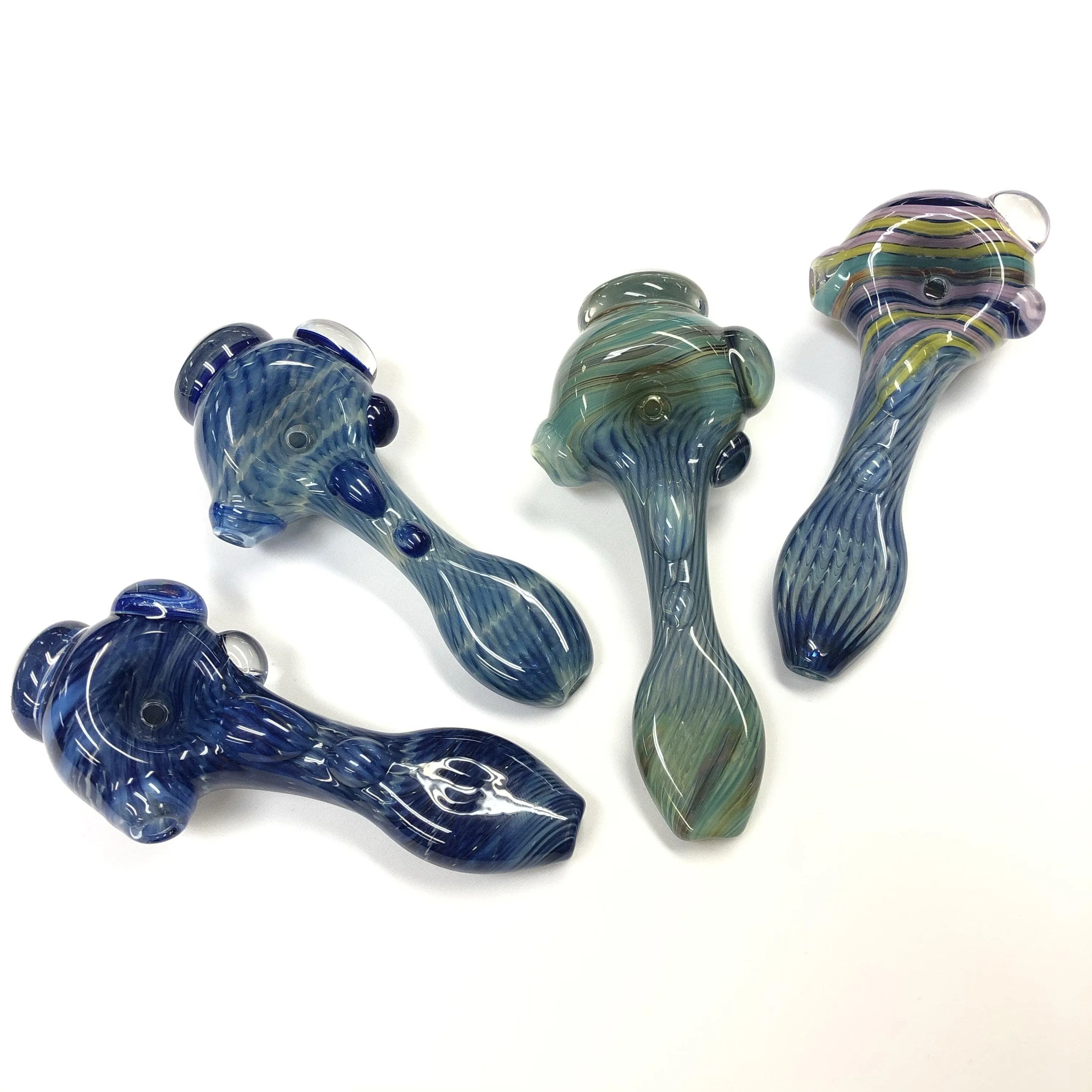 Worked Raked Glass Pipe with Magnification Beads