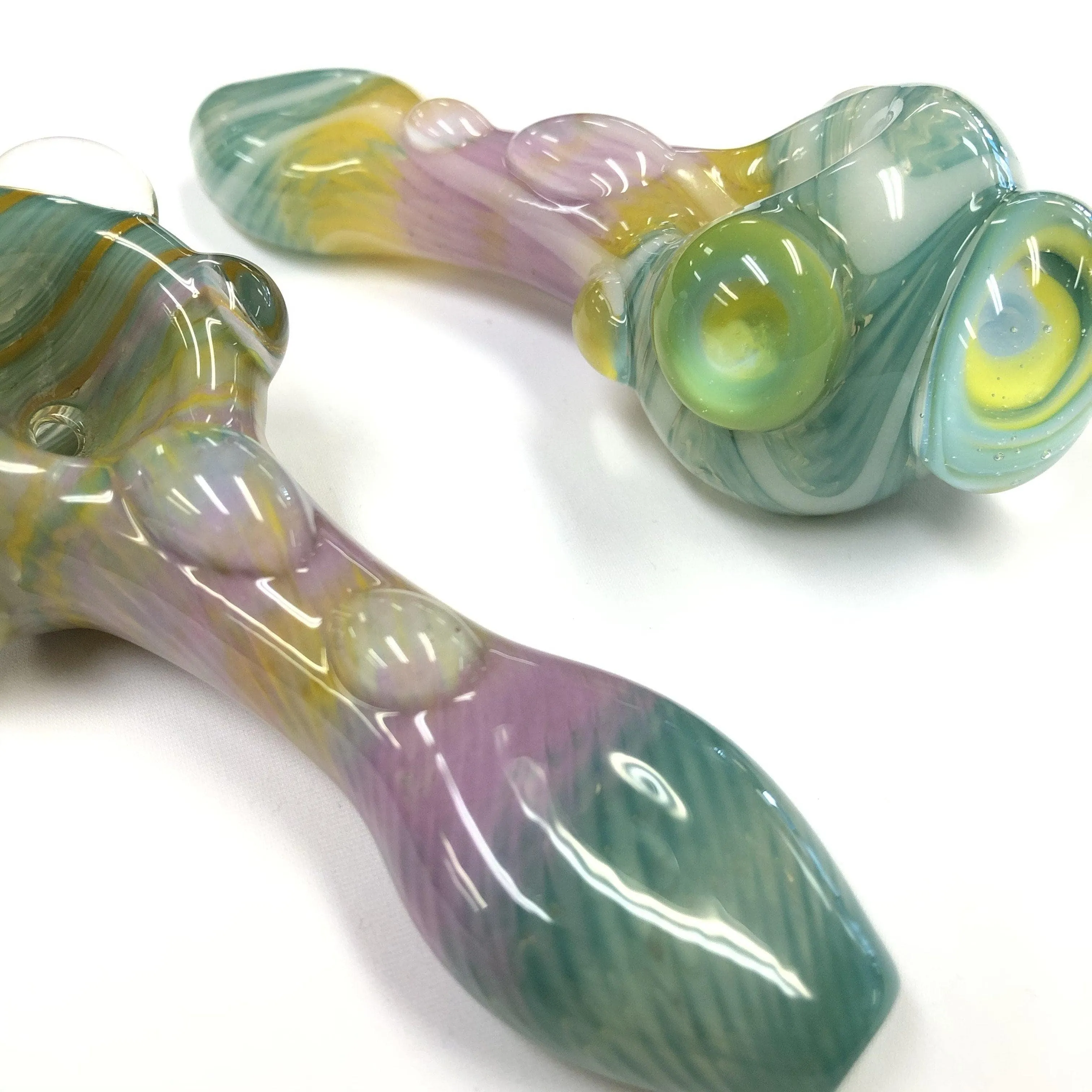 Worked Raked Glass Pipe with Magnification Beads