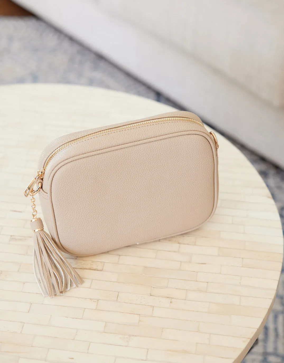 Zoe Crossbody Bag - Stone/Blue Tan Stripe